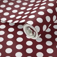 White Large Polka Dot on Wine Red Maroon || Spots Drops  Home Decor 