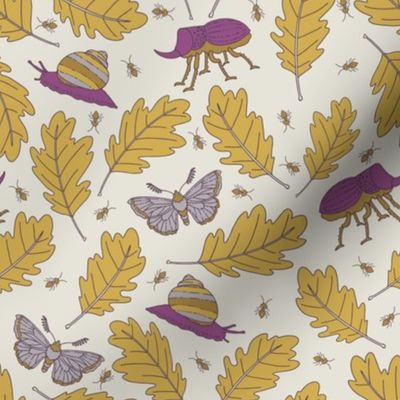 Oak Leaves and Bugs - Purple