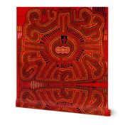 Panama Kuna Indian Mola Red San Blas Indian Design