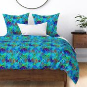Arizona Garden Flowers - Turquoise - Design 7076061 - Small Scale
