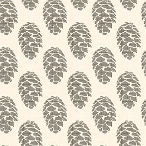 16-19A Autumn Taupe Pine Cone on cream Dark Texture || Winter Wedding Mountains Camping pinecone tree