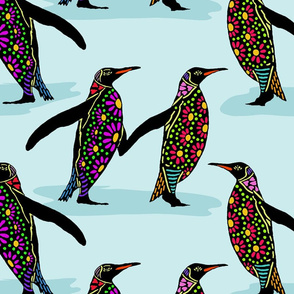 penguins in colour