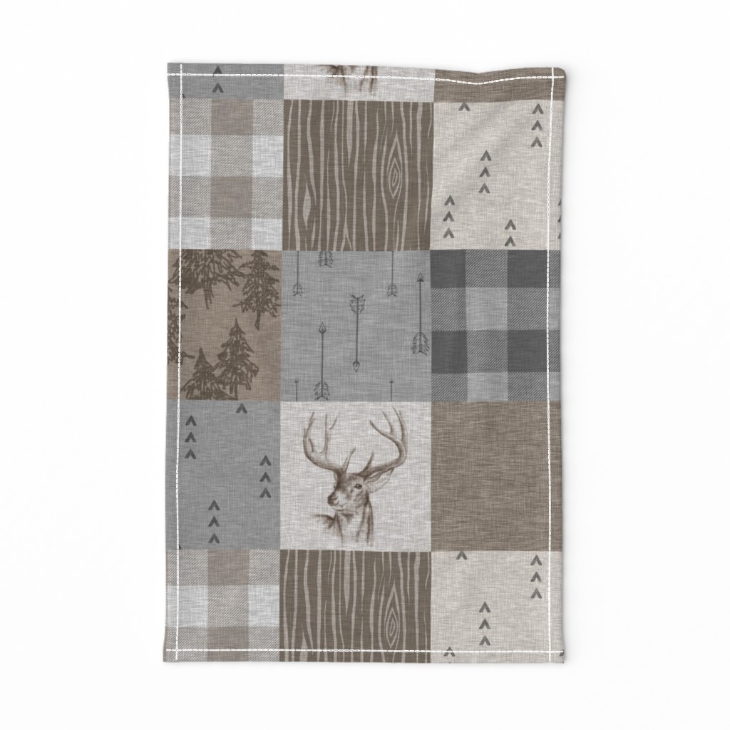 Rustic Buck Wholecloth Quilt - Soft Brown And Grey