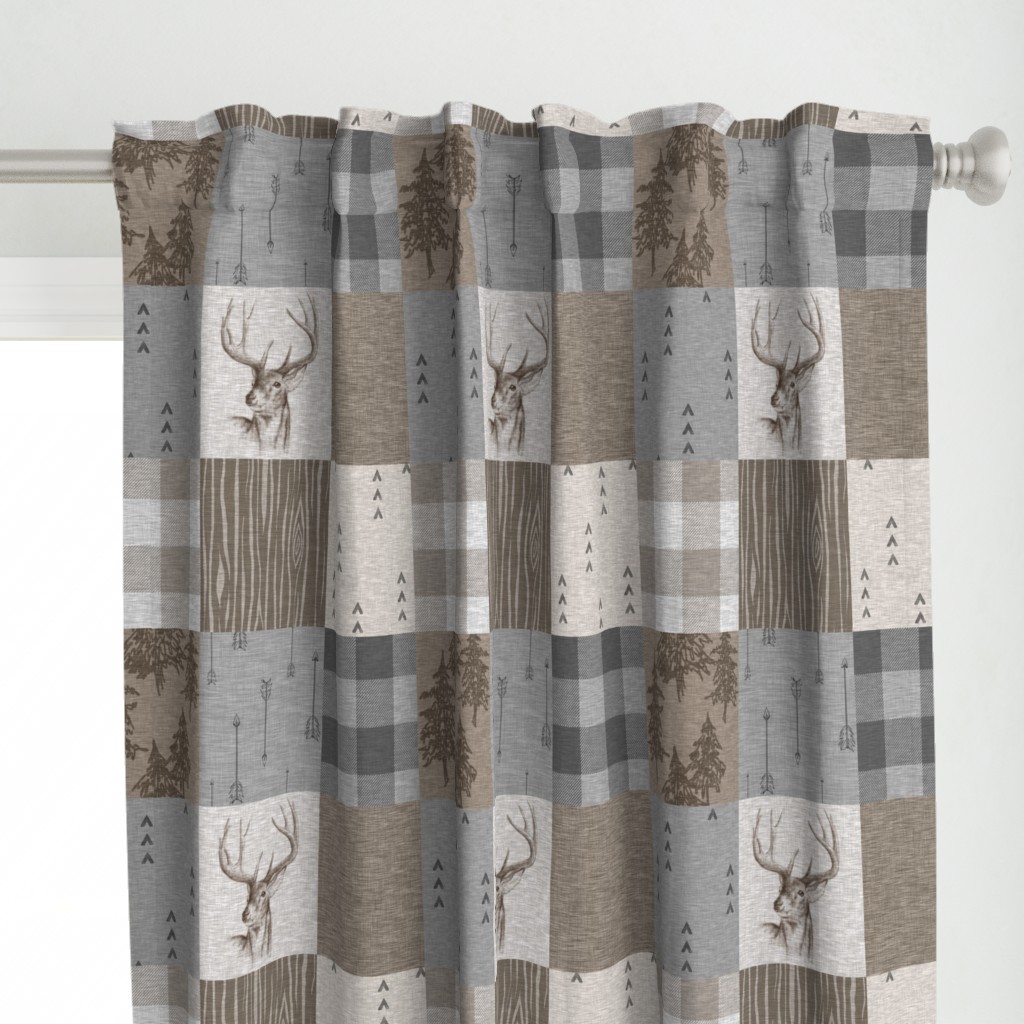 Rustic Buck Wholecloth Quilt - Soft Brown And Grey