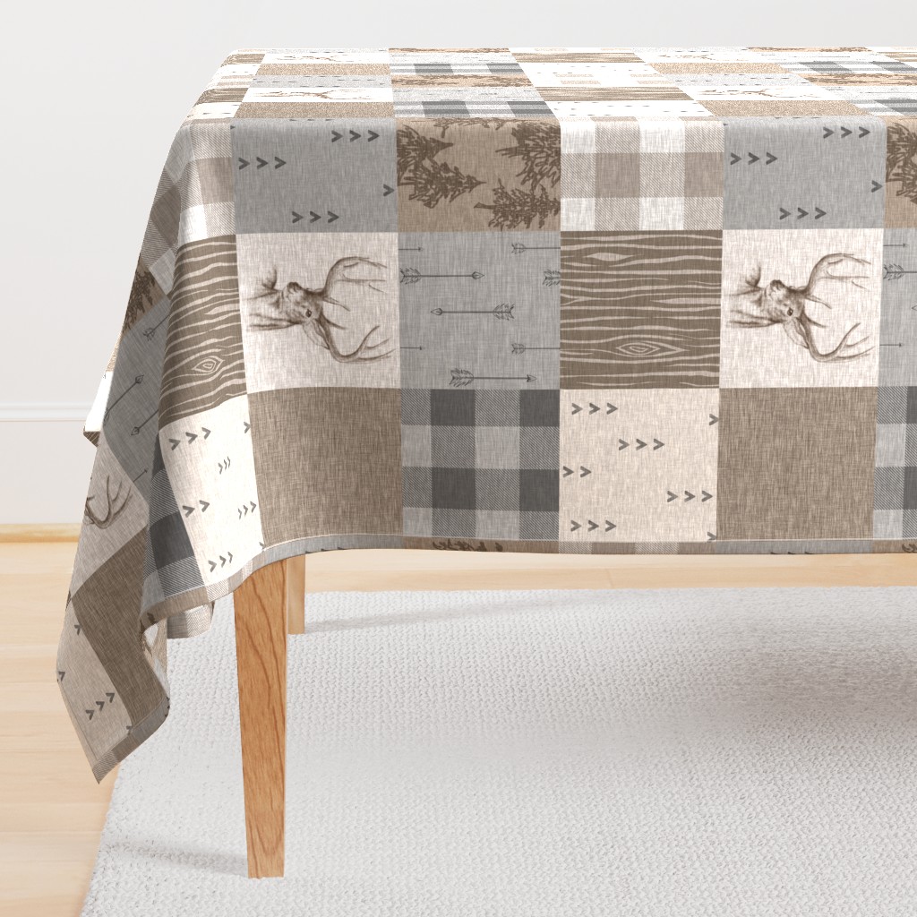 Rustic Buck Wholecloth Quilt - Soft Brown And Grey