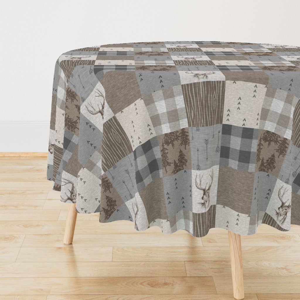 Rustic Buck Wholecloth Quilt - Soft Brown And Grey