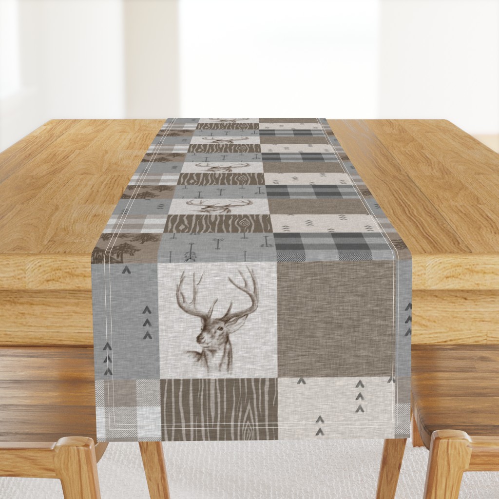 Rustic Buck Wholecloth Quilt - Soft Brown And Grey