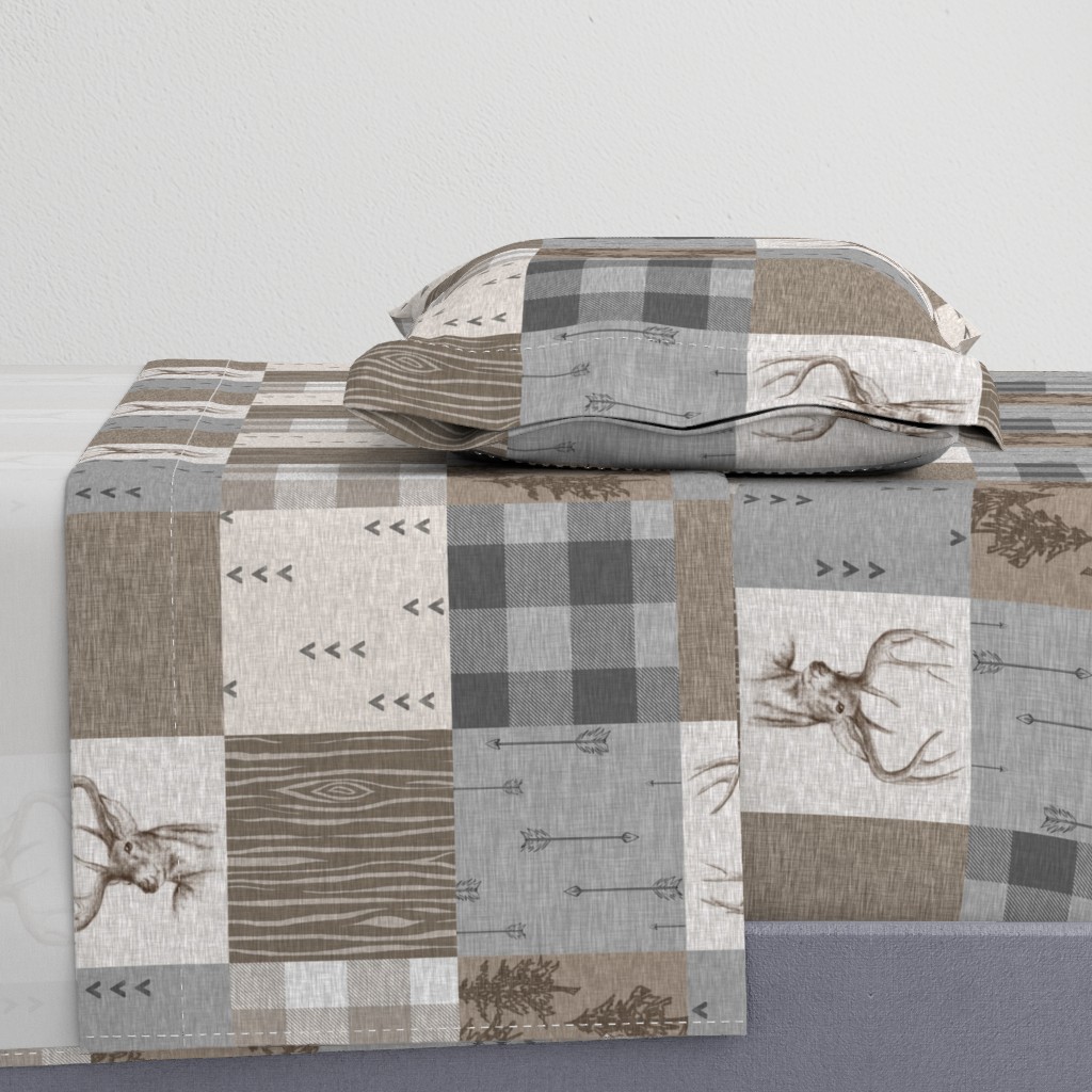 Rustic Buck Wholecloth Quilt - Soft Brown And Grey