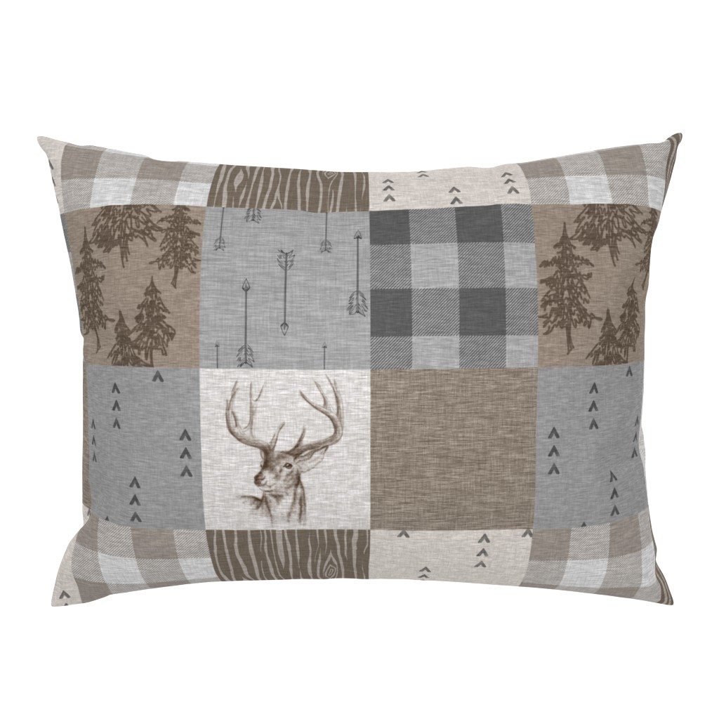 Rustic Buck Wholecloth Quilt - Soft Brown And Grey