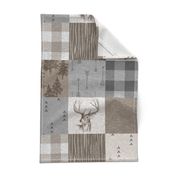 Rustic Buck Wholecloth Quilt - Soft Brown And Grey