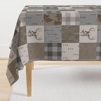 Rustic Buck Wholecloth Quilt - Soft Brown And Grey