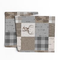 Rustic Buck Wholecloth Quilt - Soft Brown And Grey