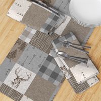 Rustic Buck Wholecloth Quilt - Soft Brown And Grey