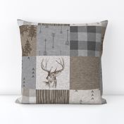 Rustic Buck Wholecloth Quilt - Soft Brown And Grey