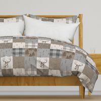 Rustic Buck Wholecloth Quilt - Soft Brown And Grey