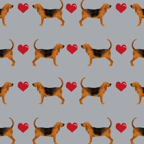 bloodhound hearts love dog breed fabric grey red