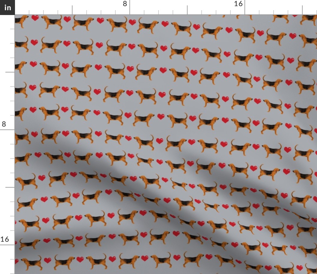 bloodhound hearts love dog breed fabric grey red