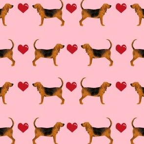 bloodhound hearts love dog breed fabric pink