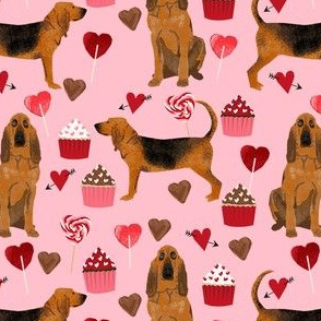 bloodhound valentines cupcakes hearts dog breed fabrics pink