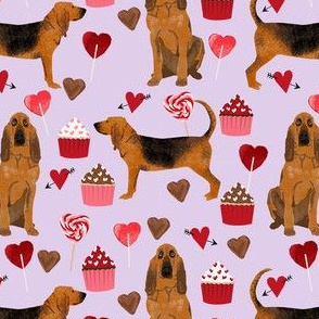 bloodhound valentines cupcakes hearts dog breed fabrics purple