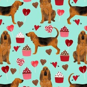 bloodhound valentines cupcakes hearts dog breed fabrics turquoise