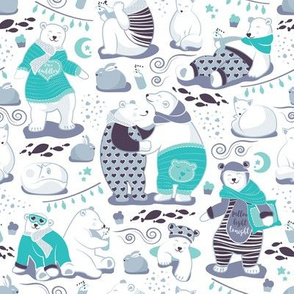 Arctic bear pajamas party II // white background