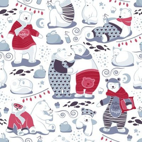 Arctic bear pajamas party V // white background red pajamas