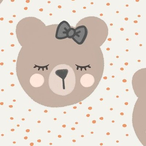 (large scale) bears with bows - cream and peach