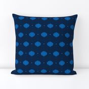 Oysters and Pearls - bright blue on navy