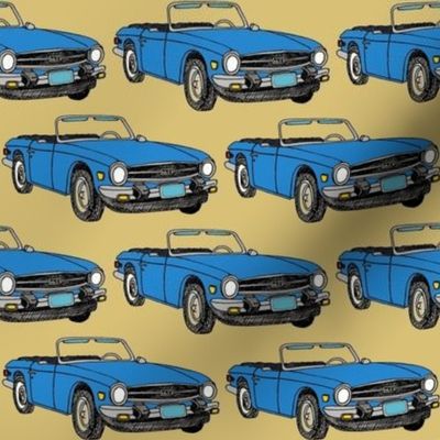 French Blue Triumph TR6 British sports car convertible