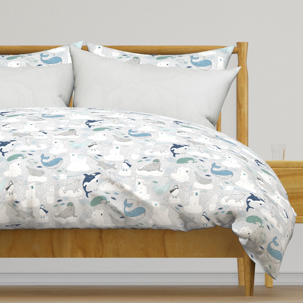 Arctic Animal Icebergs - polar bear white - large scale by Cecca Designs