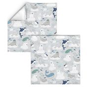 Arctic Animal Icebergs - polar bear white - large scale by Cecca Designs