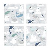 Arctic Animal Icebergs - polar bear white - large scale by Cecca Designs