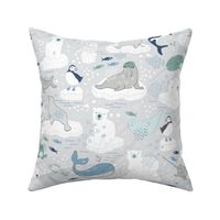 Arctic Animal Icebergs - polar bear white - large scale by Cecca Designs