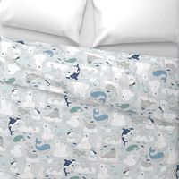 Arctic Animal Icebergs - polar bear white - large scale by Cecca Designs