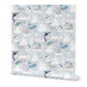 Arctic Animal Icebergs - polar bear white - large scale by Cecca Designs