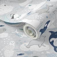 Arctic Animal Icebergs - polar bear white - large scale by Cecca Designs