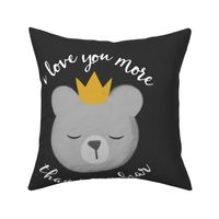 18" square - I love you more than I can bear - crown - grey