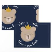 18" square - I love you more than I can bear - crown - navy