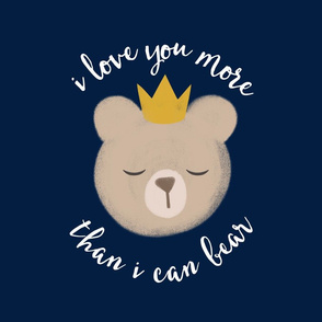 18" square - I love you more than I can bear - crown - navy