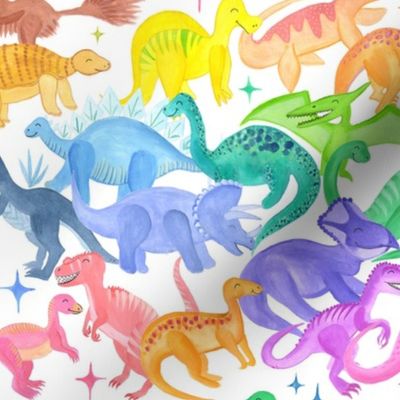 Rainbow Dinosaurs | White | Large