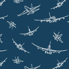 Plane Sketches on Navy Blue // Small