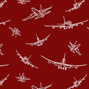 Plane Sketches on Maroon // Small