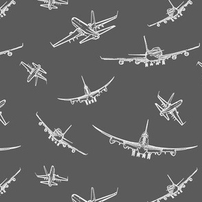 Plane Sketches on Dark Grey // Small