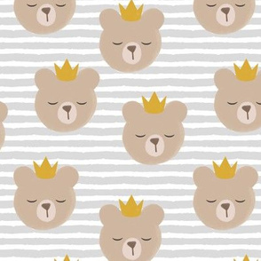 bears with crowns - grey stripes