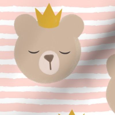 (large scale) bears with crowns - rose stripes