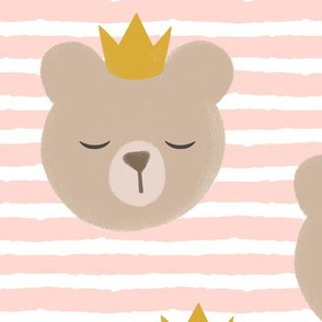 (large scale) bears with crowns - rose stripes
