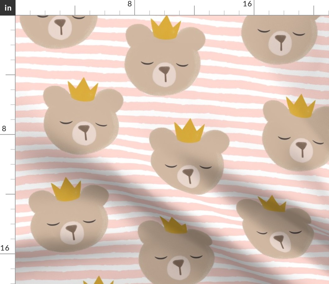 (large scale) bears with crowns - rose stripes