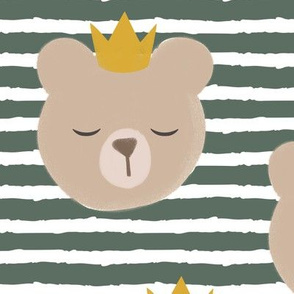 (large scale) bears with crowns- adventure green stripes