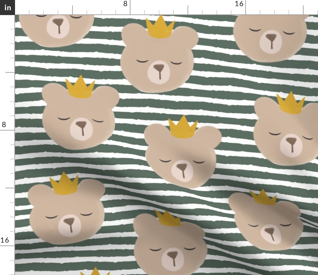 (large scale) bears with crowns- adventure green stripes